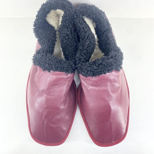 Γυναικείες παντόφλες Καστοριάς κλειστές από  γνήσιο δέρμα  μπορντό KAST-W2