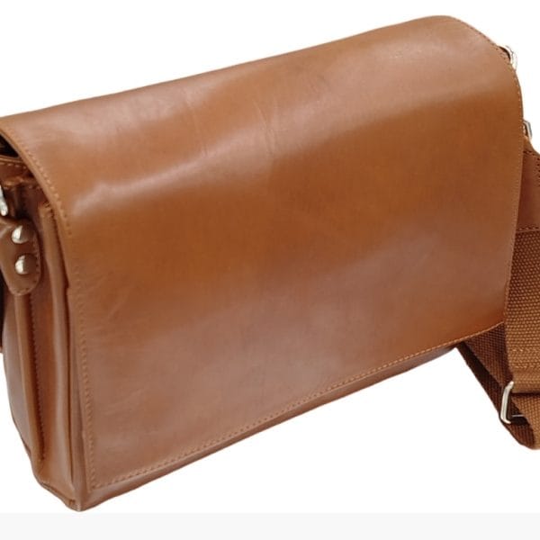 Τσάντα ώμου από γνήσιο δέρμα , καφέ, LB-02